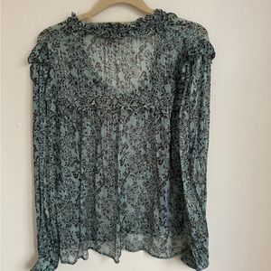 Cleobella blouse, small, sheer w/ shimmer accents, comes w/ blue silk cami